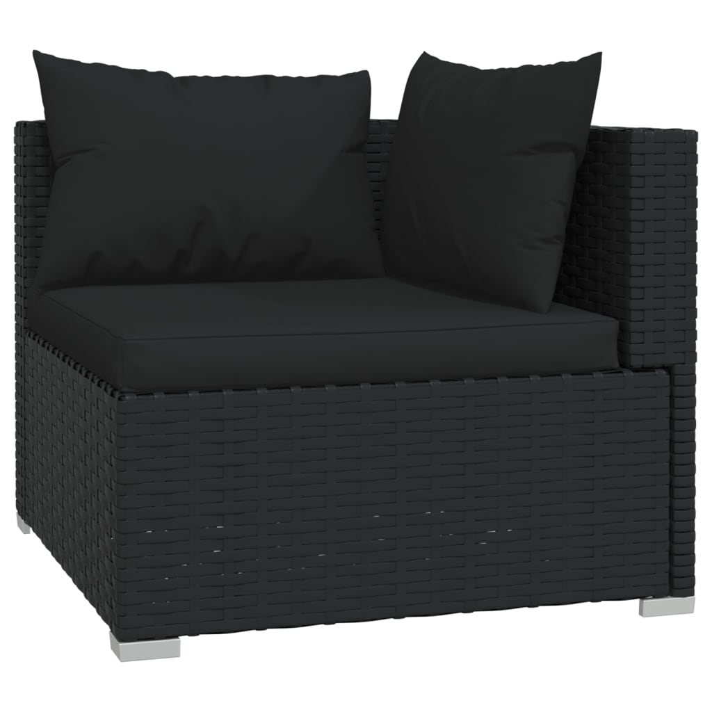 vidaXL 9 Piece Garden Lounge Set with Cushions Poly Rattan Black