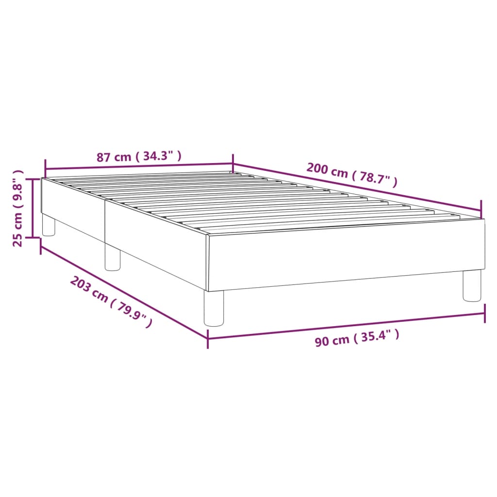 vidaXL Bed Frame without Mattress Dark Grey 90x200 cm Fabric