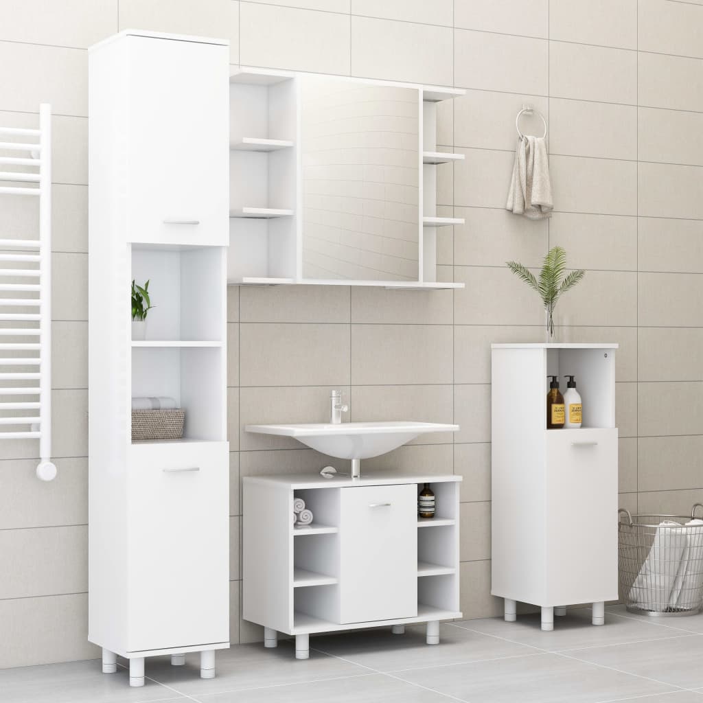 vidaXL 3 Piece Bathroom Furniture Set White Engineered Wood