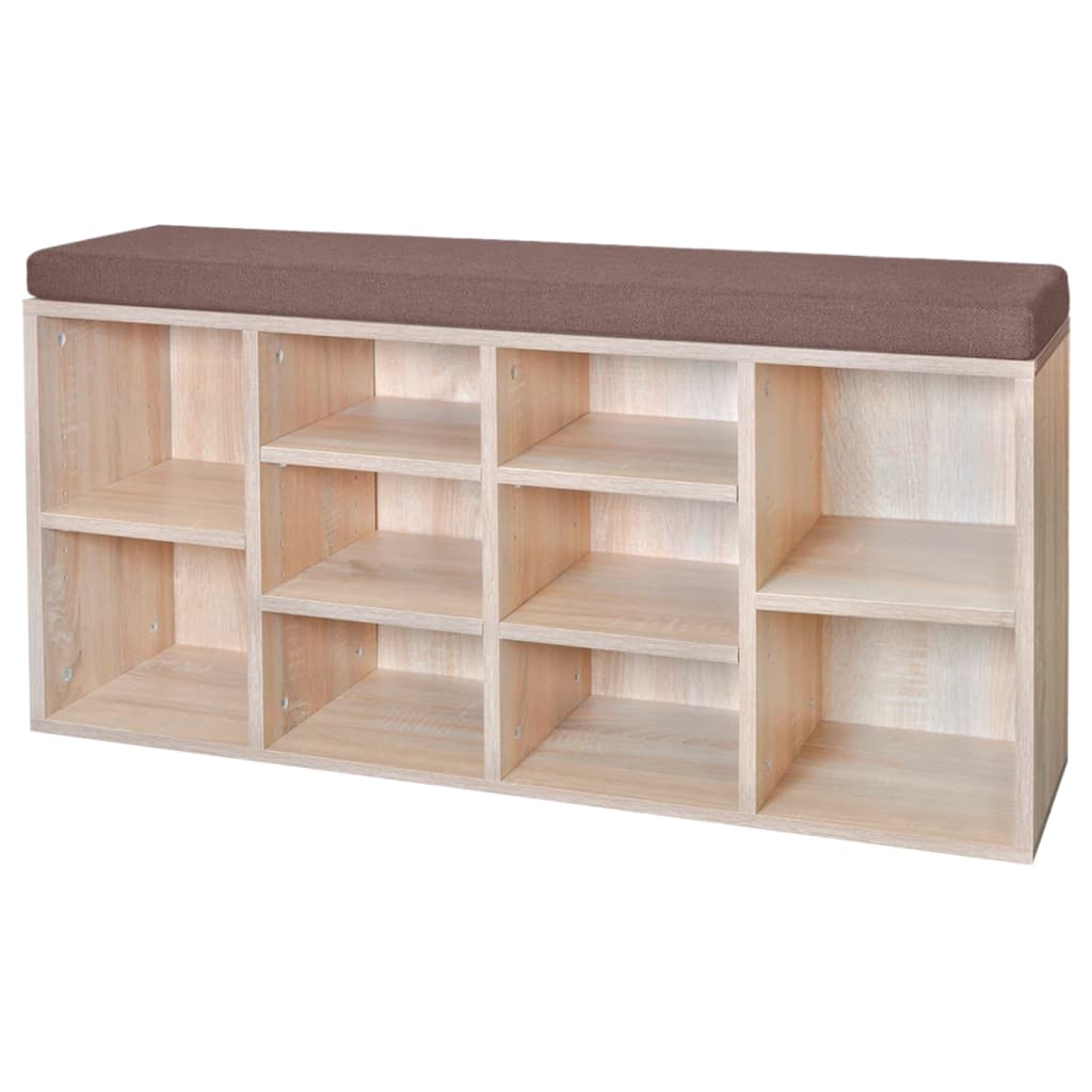 Shoe Storage Bench 10 Compartments Oak Colour