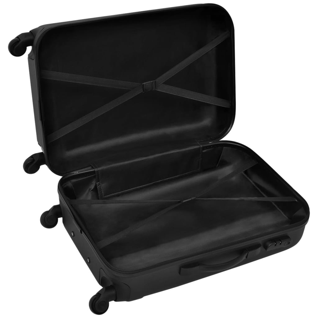 vidaXL Three Piece Hardcase Trolley Set Black 45.5/55/66 cm