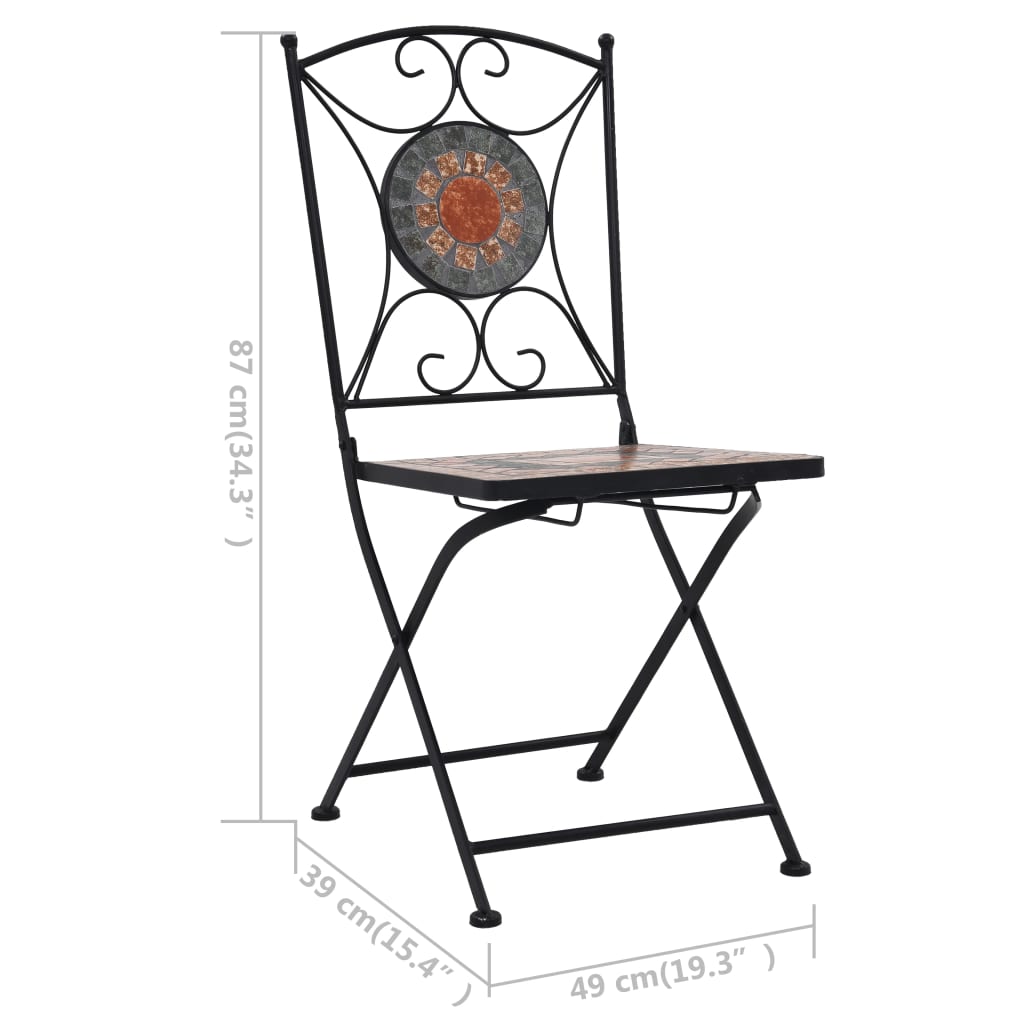 vidaXL Mosaic Bistro Chairs 2 pcs Orange/Grey