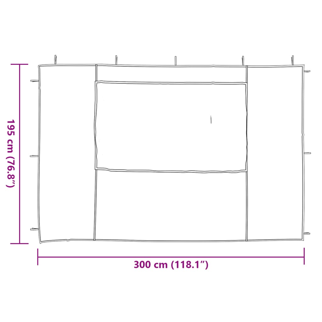 vidaXL Party Tent Sidewall 2 pcs with Window PE White