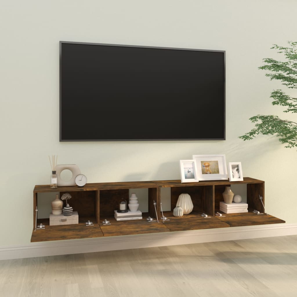 vidaXL Wall TV Cabinets 2 pcs Smoked Oak 100x30x30 cm Engineered Wood
