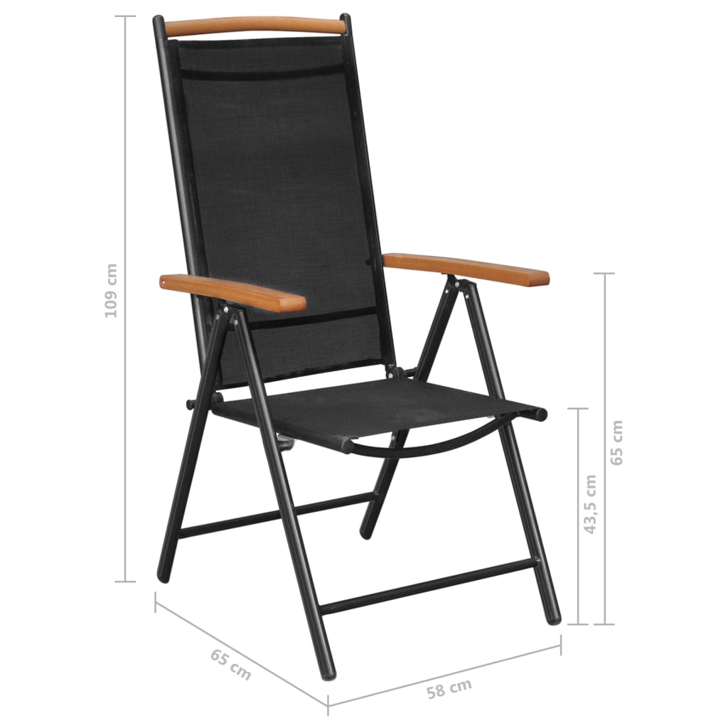 vidaXL Folding Garden Chairs 4 pcs Aluminium and Textilene Black