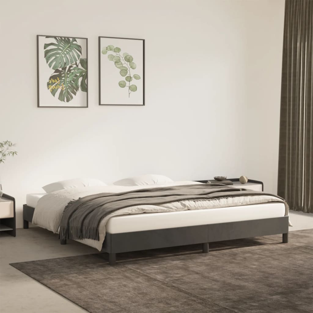 vidaXL Bed Frame without Mattress Dark Grey 183x203 cm King Velvet