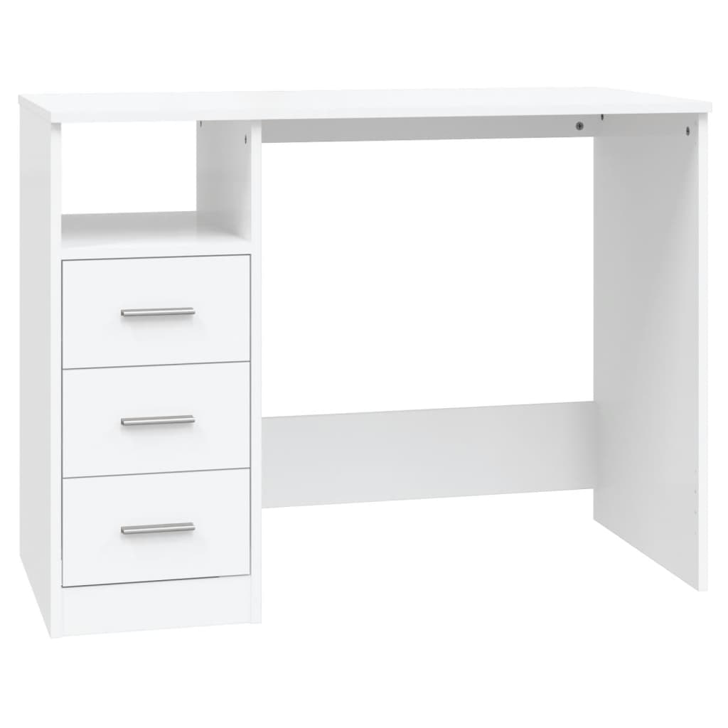 vidaXL Desk with Drawers White 102x50x76 cm Engineered Wood