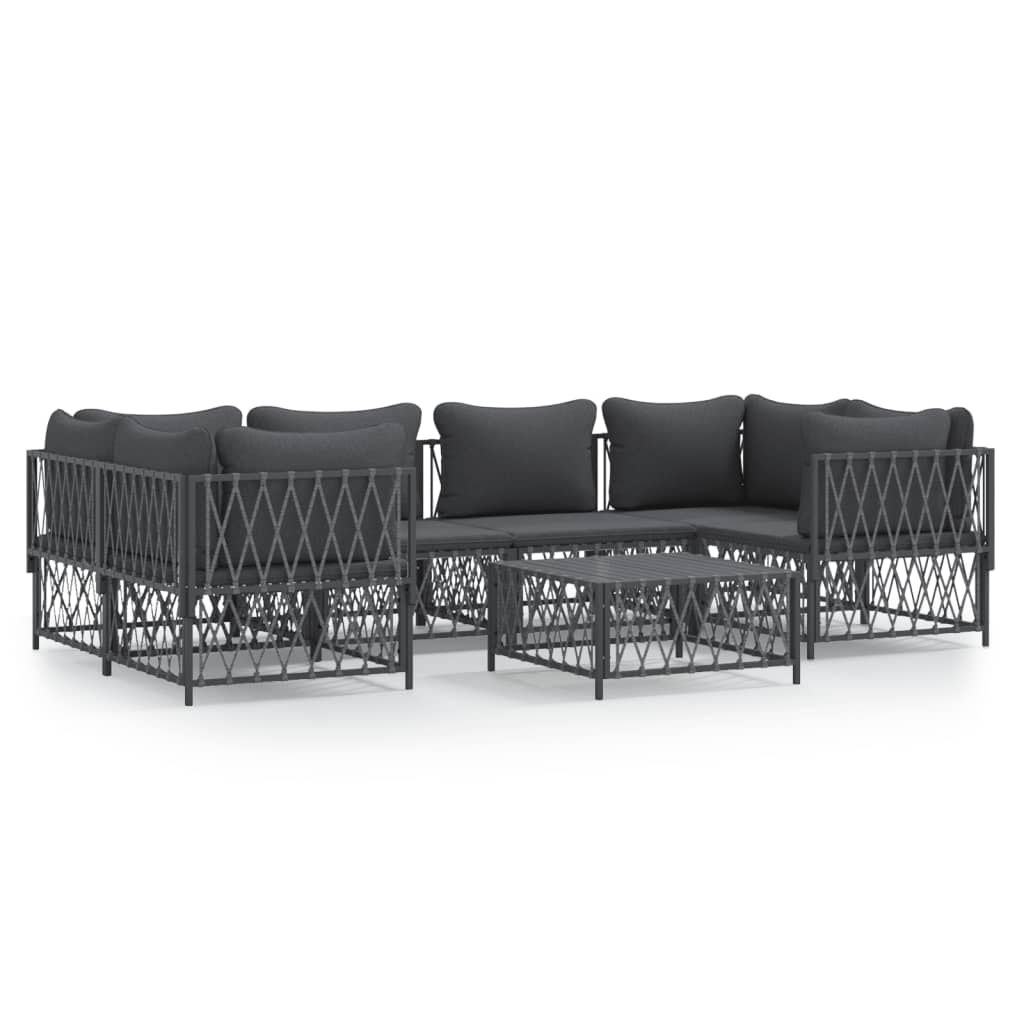 vidaXL 7 Piece Garden Lounge Set with Cushions Anthracite Steel