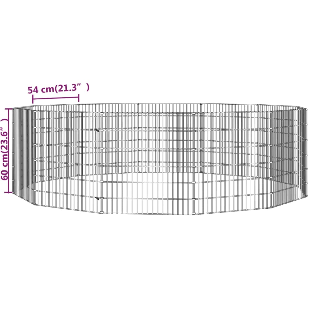 vidaXL Free Range Animal Enclosure 12-Panel 54x60 cm Galvanised Iron