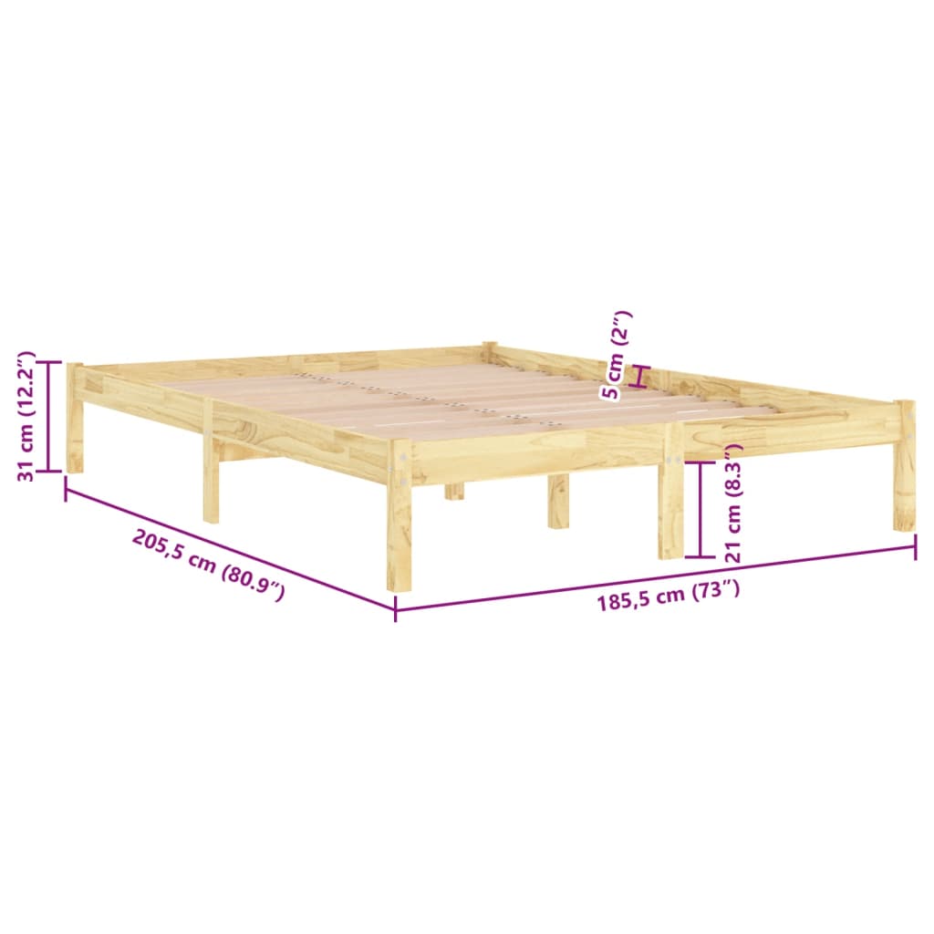 vidaXL Bed Frame without Mattress Solid Wood Super King Size