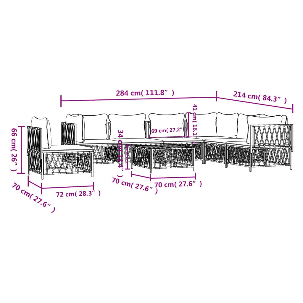 vidaXL 8 Piece Garden Lounge Set with Cushions Anthracite Steel