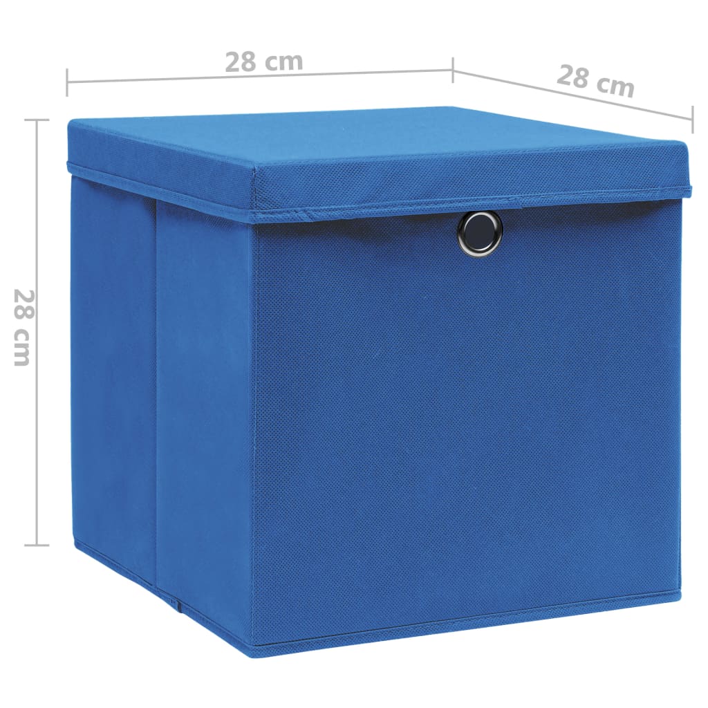 vidaXL Storage Boxes with Covers 10 pcs 28x28x28 cm Blue