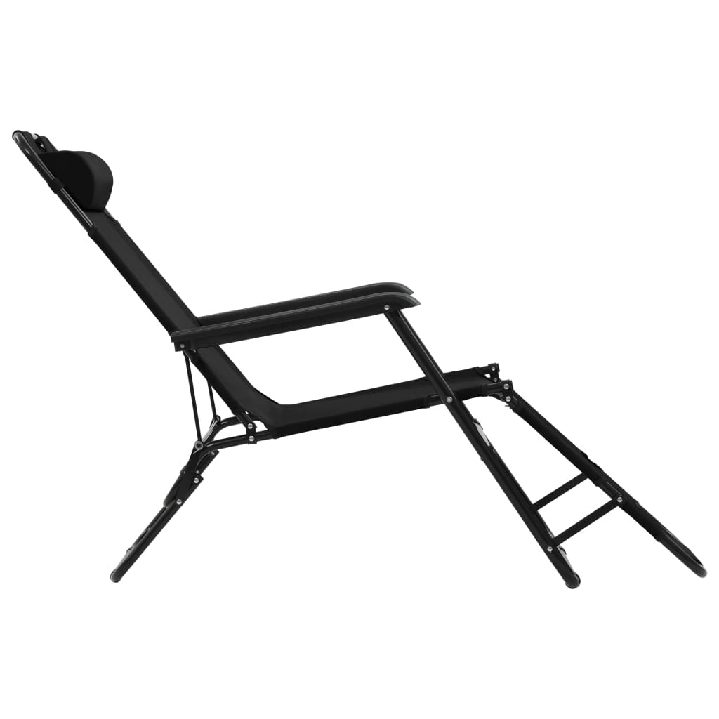 vidaXL Folding Sun Loungers 2 pcs with Footrests Steel Black