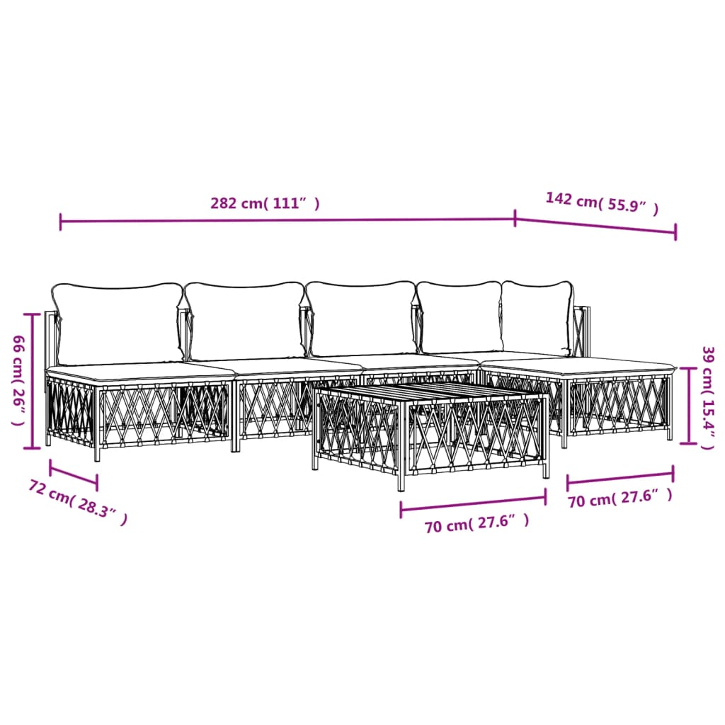 vidaXL 6 Piece Garden Lounge Set with Cushions Anthracite Steel