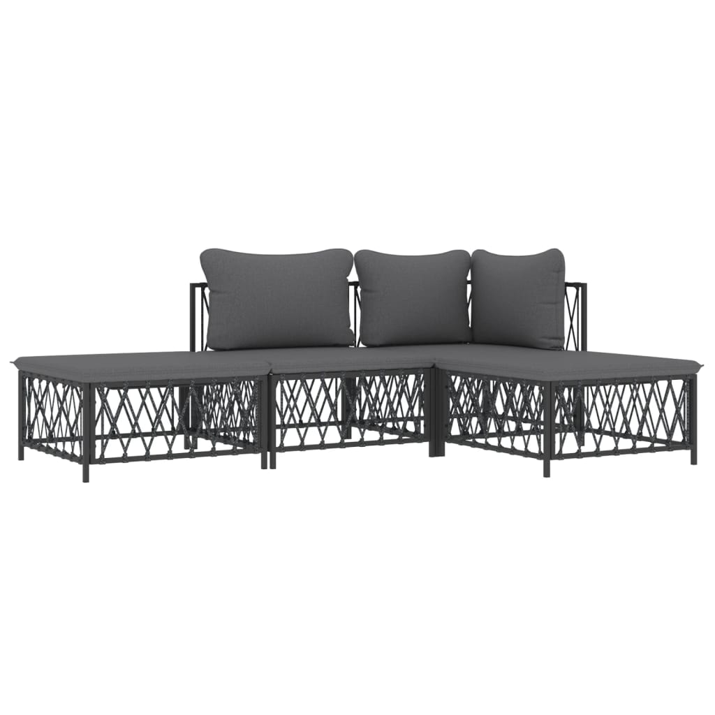 vidaXL 4 Piece Garden Lounge Set with Cushions Anthracite Steel