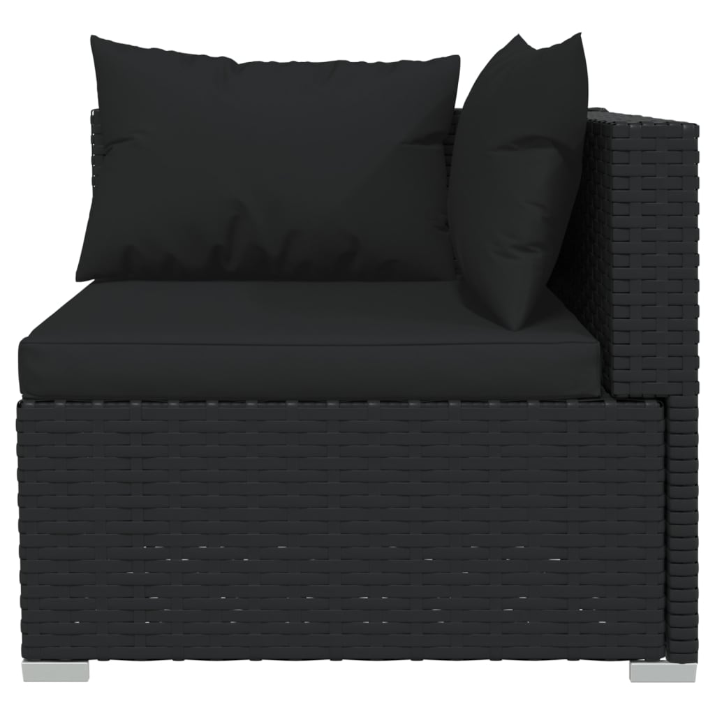 vidaXL 9 Piece Garden Lounge Set with Cushions Black Poly Rattan