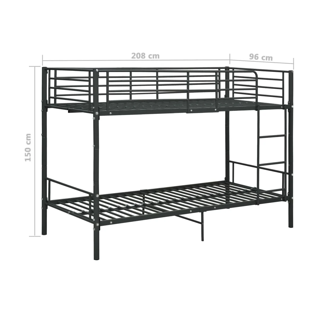 vidaXL Bunk Bed without Mattress Black Metal 90x200 cm