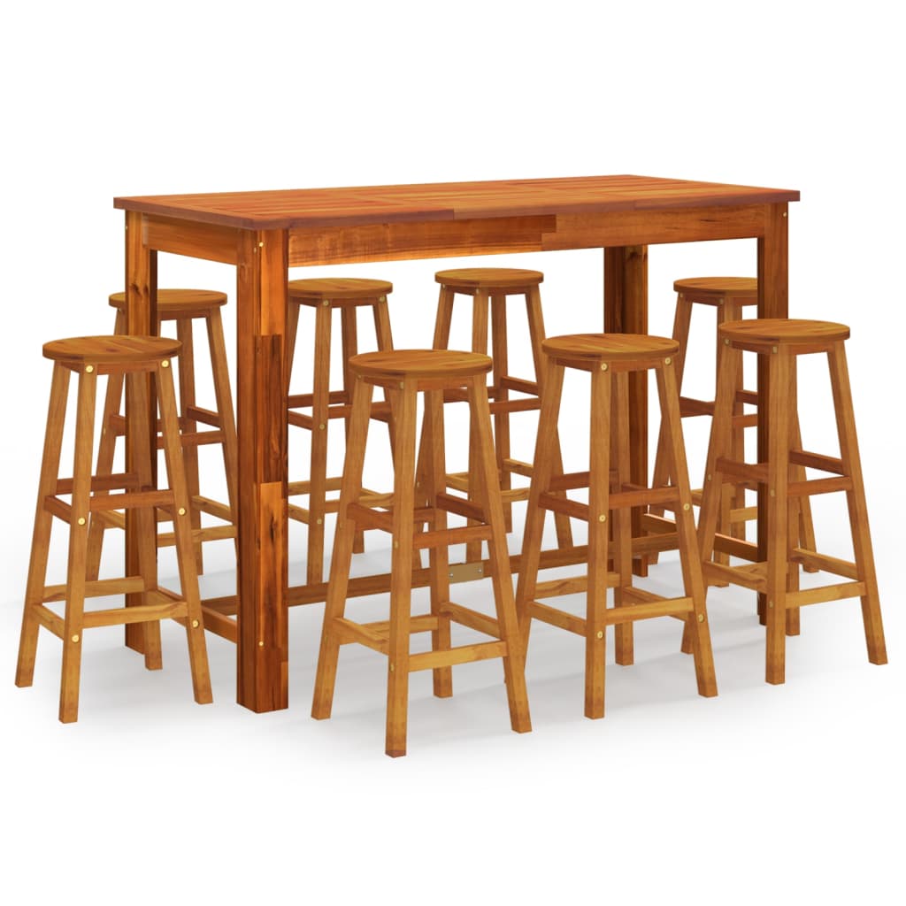 vidaXL 9 Piece Garden Bar Set Solid Wood Acacia