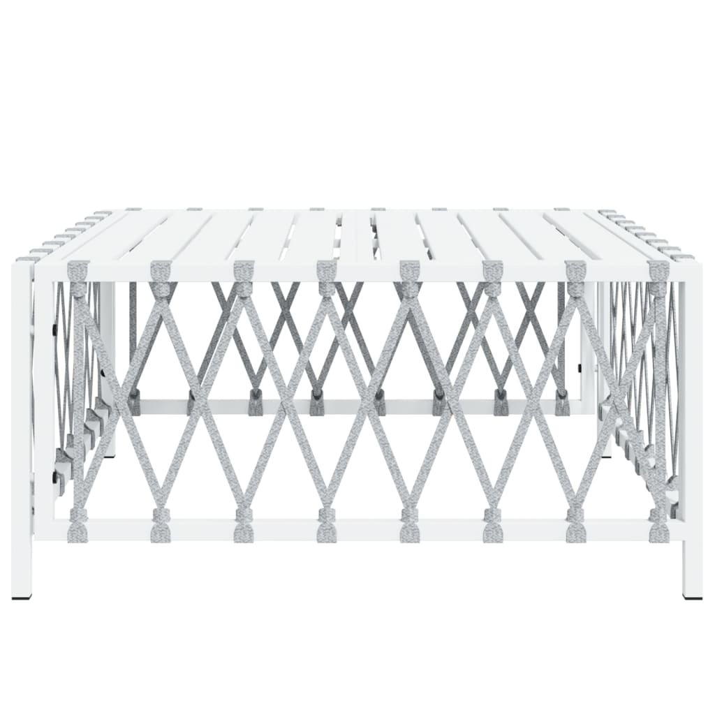 vidaXL Garden Table White 70x70x34 cm Woven Fabric