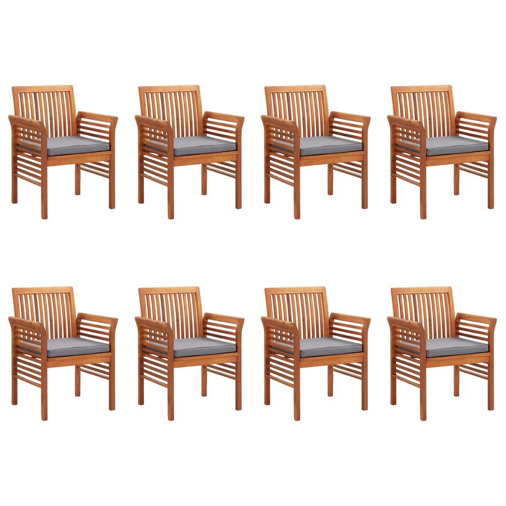 vidaXL Garden Dining Chairs with Cushions 8 pcs Solid Wood Acacia