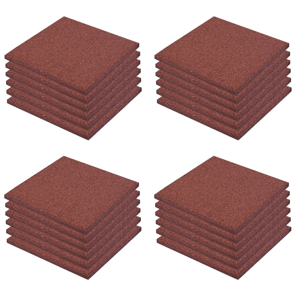 vidaXL Fall Protection Tiles 24 pcs Rubber 50x50x3 cm Red