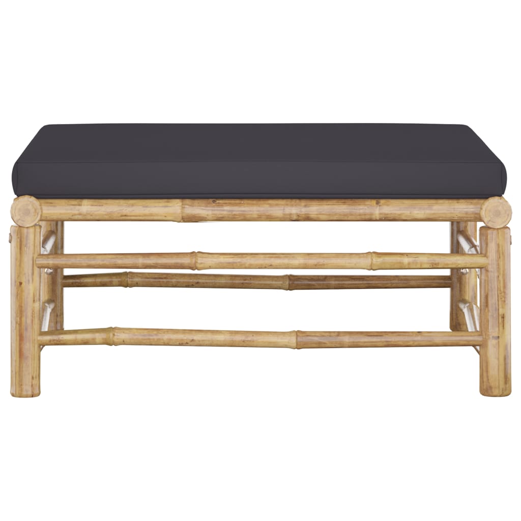 vidaXL Garden Footrest with Dark Grey Cushion Bamboo