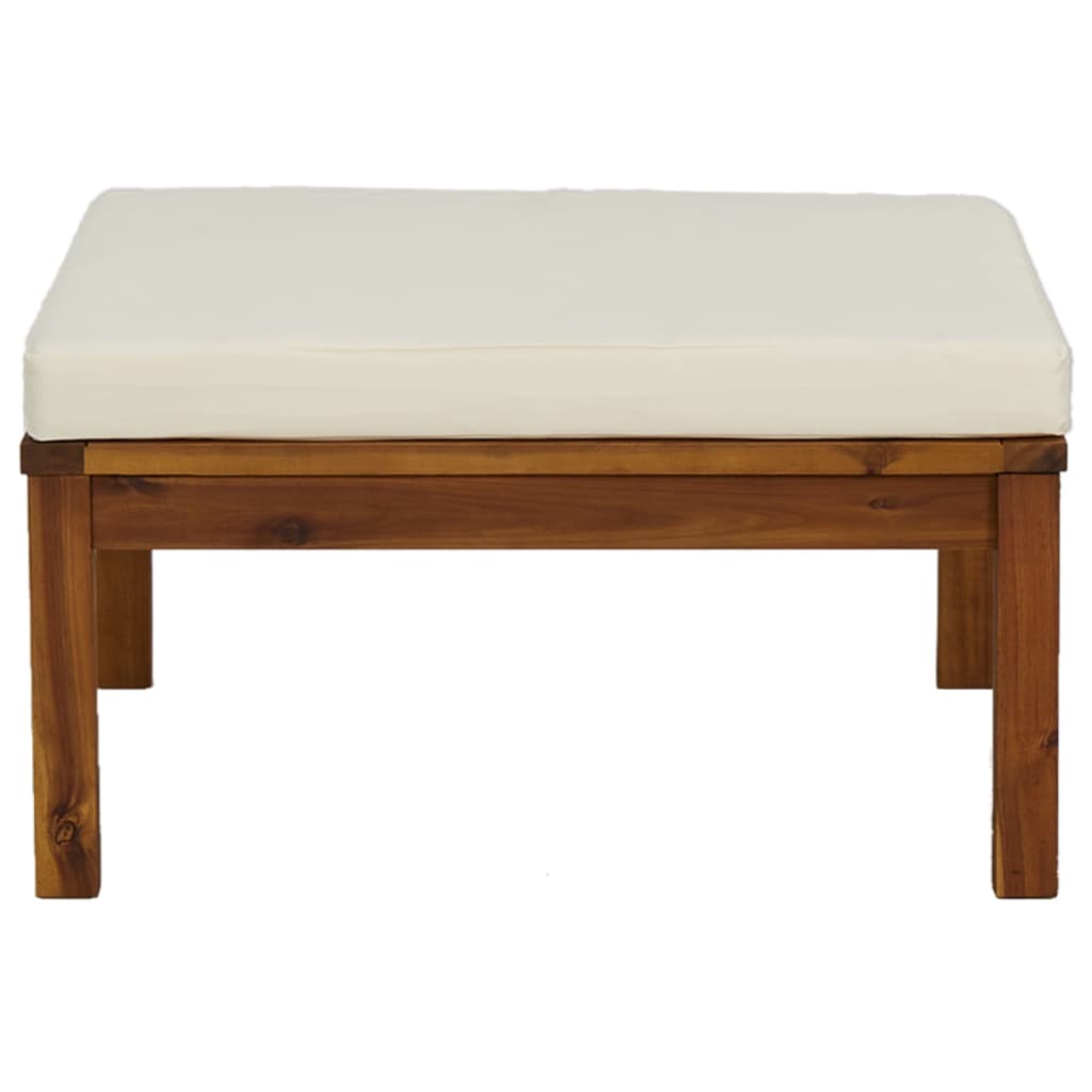 vidaXL 3 Piece Garden Lounge Set with Cream White Cushions Acacia Wood