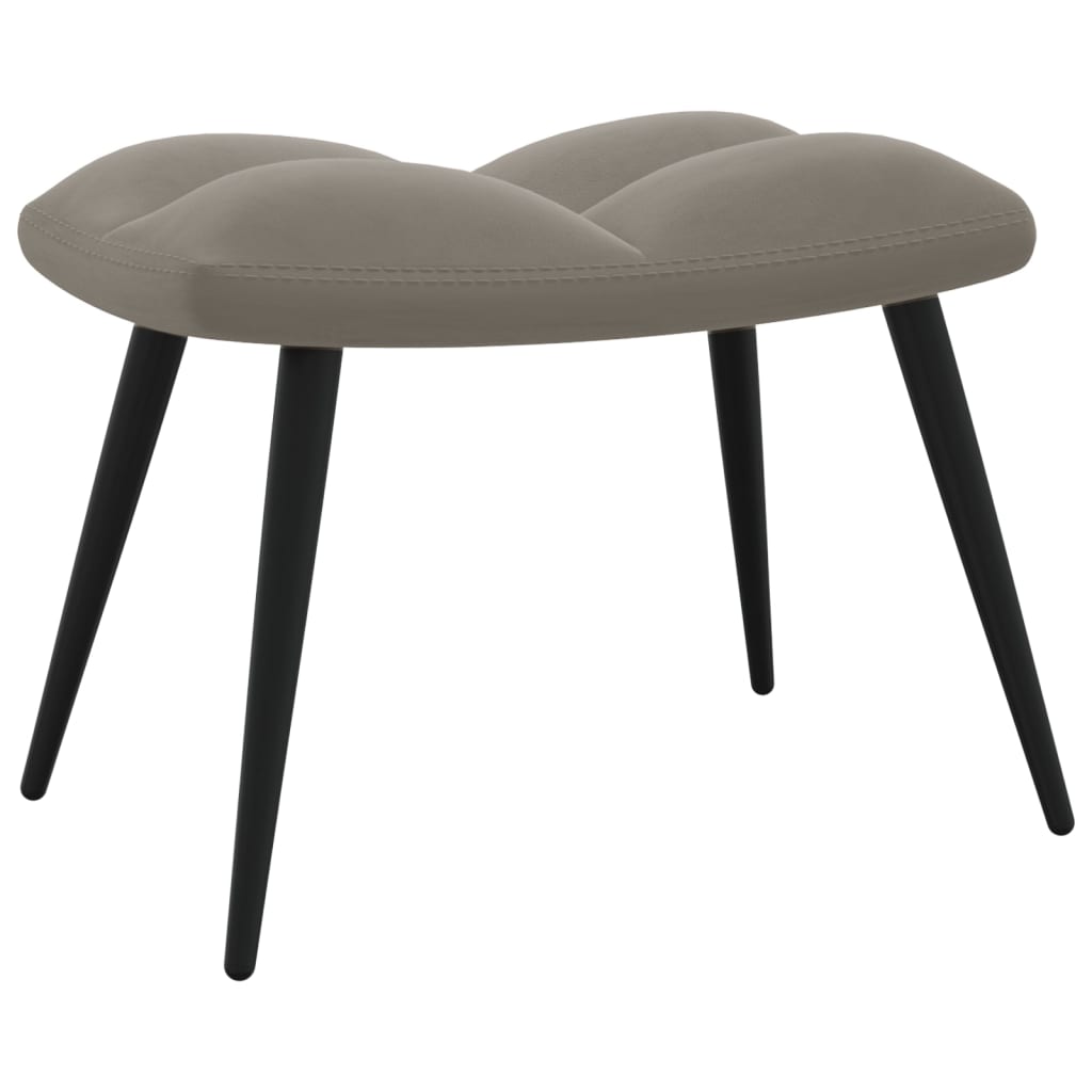 vidaXL Relaxing Chair with a Stool Light Grey Velvet