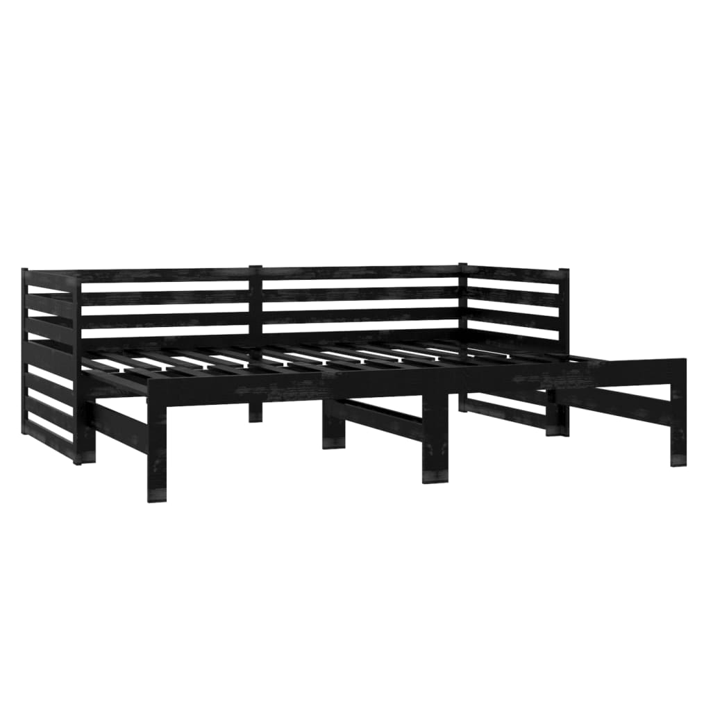 vidaXL Pull-out Day Bed without Mattress Black 2x(90x200) cm