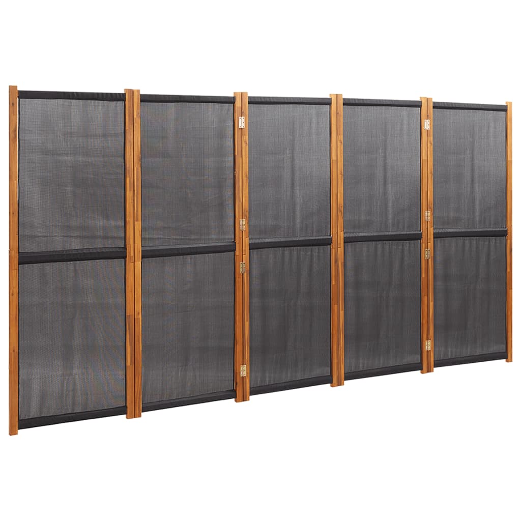 vidaXL 5-Panel Room Divider Black 350x180 cm