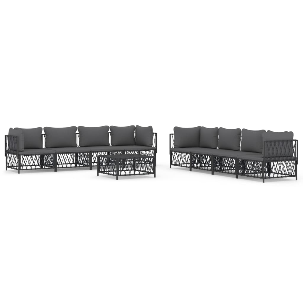 vidaXL 9 Piece Garden Lounge Set with Cushions Anthracite Steel