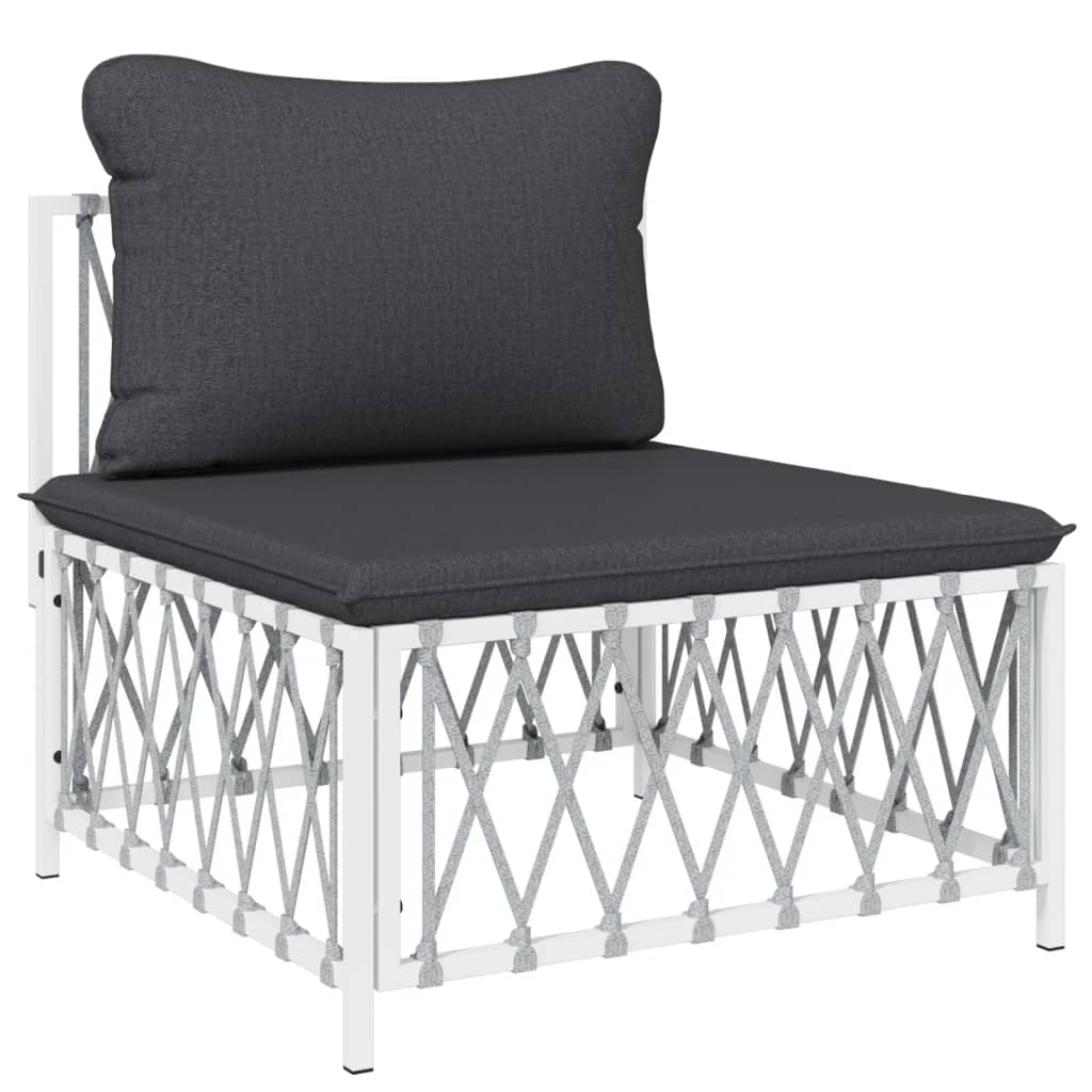 vidaXL 7 Piece Garden Lounge Set with Cushions White Steel