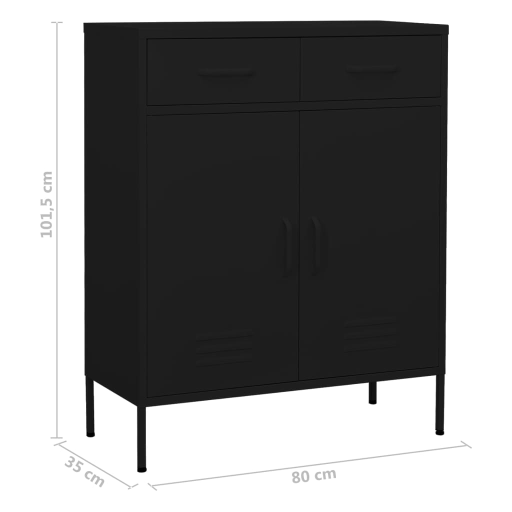 vidaXL Storage Cabinet Black 80x35x101.5 cm Steel