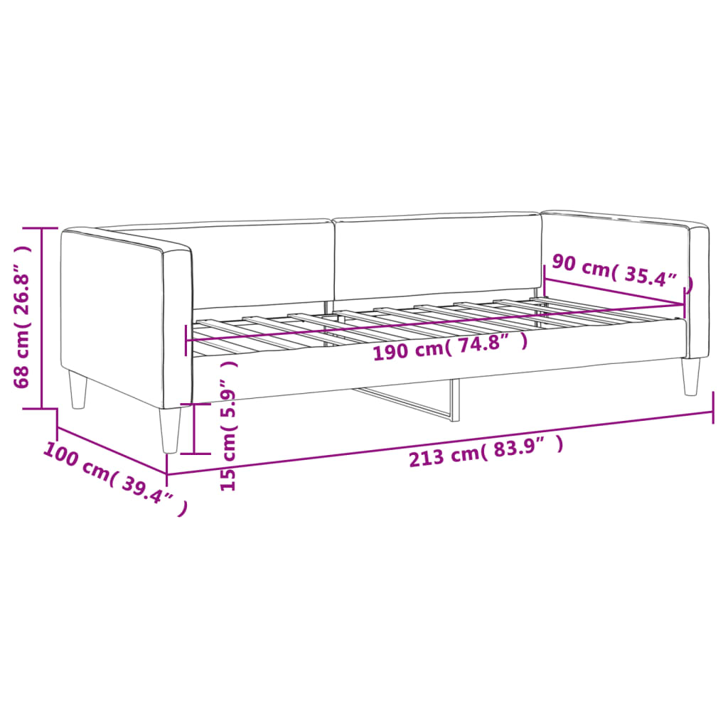 vidaXL Day Bed without Mattress Dark Grey 90x190 cm Fabric