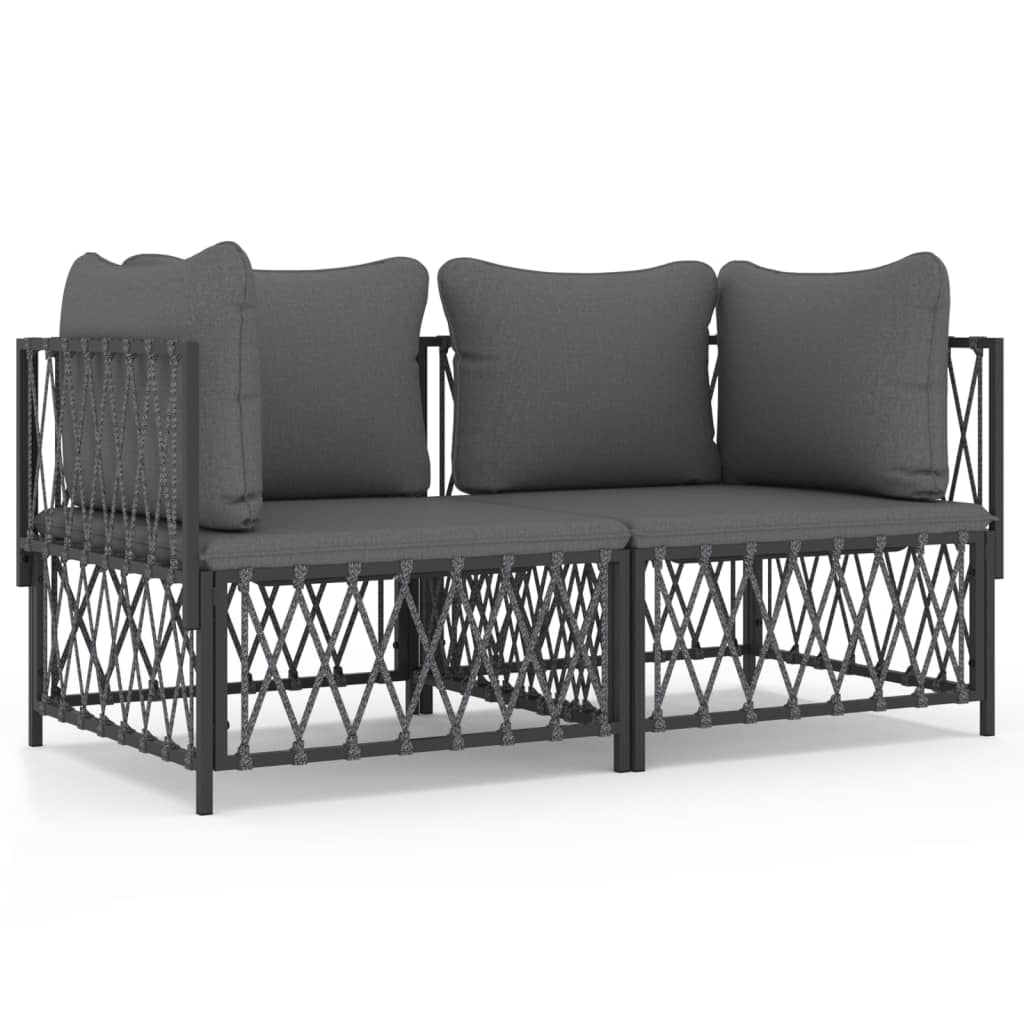 vidaXL 2 Piece Garden Lounge Set with Cushions Anthracite Steel