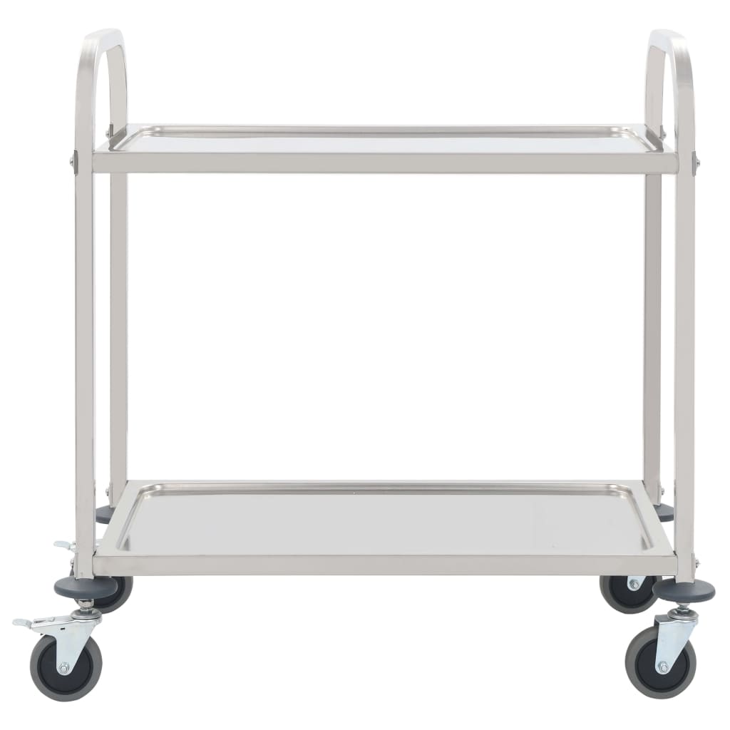 vidaXL 2-Tier Kitchen Trolley 95x45x83.5 cm Stainless Steel