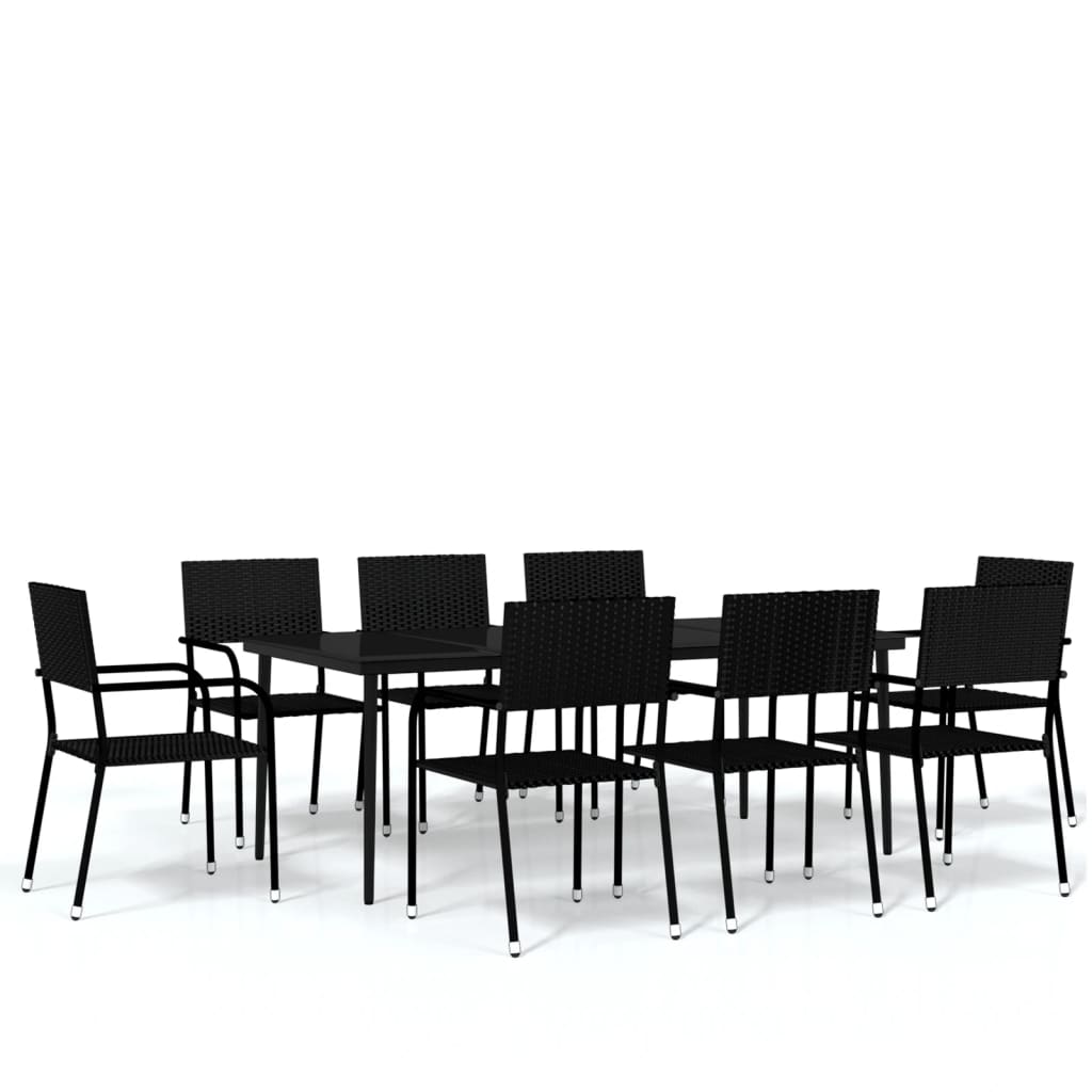 vidaXL 9 Piece Garden Dining Set Black