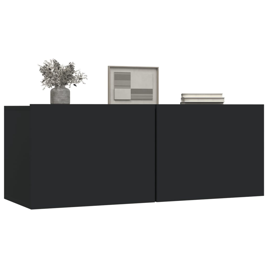 vidaXL TV Cabinets 2 pcs Black 80x30x30 cm Engineered Wood