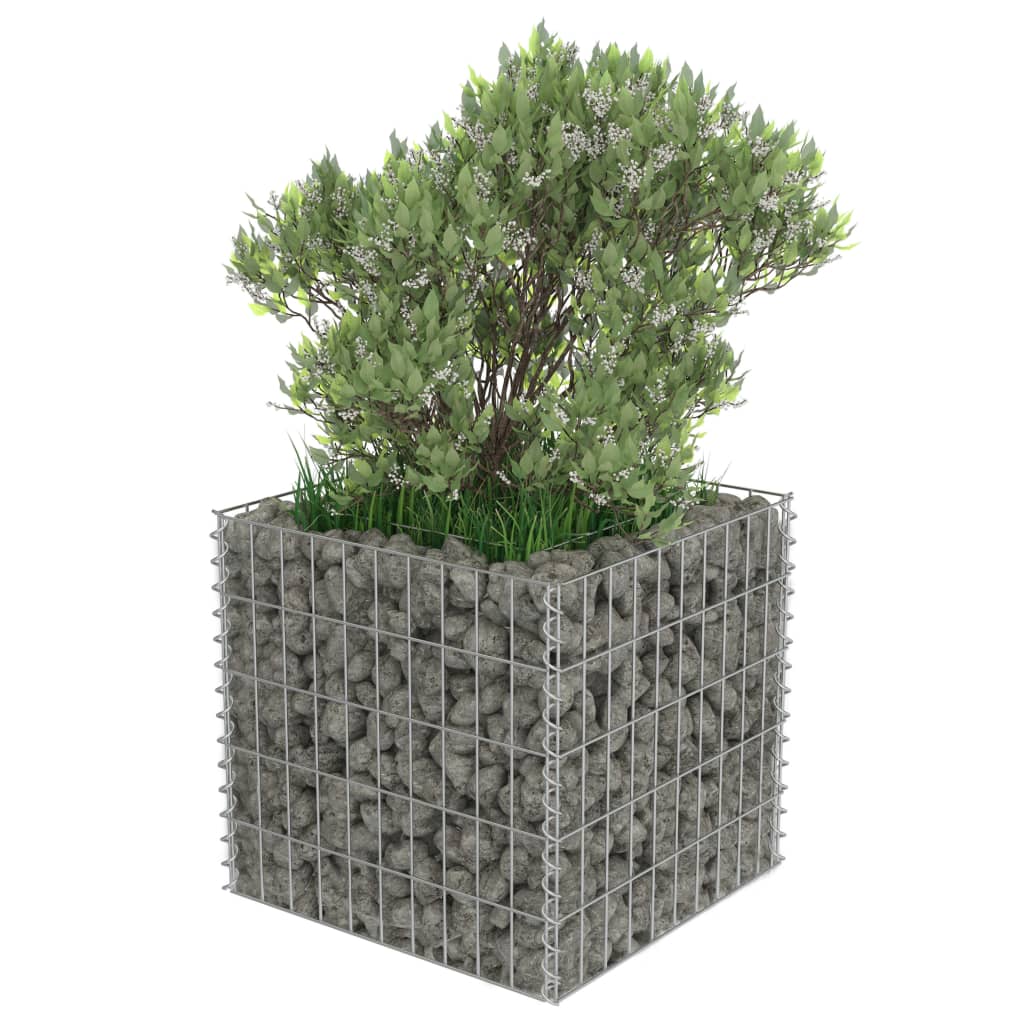 vidaXL Gabion Raised Bed Galvanised Steel 50x50x50 cm