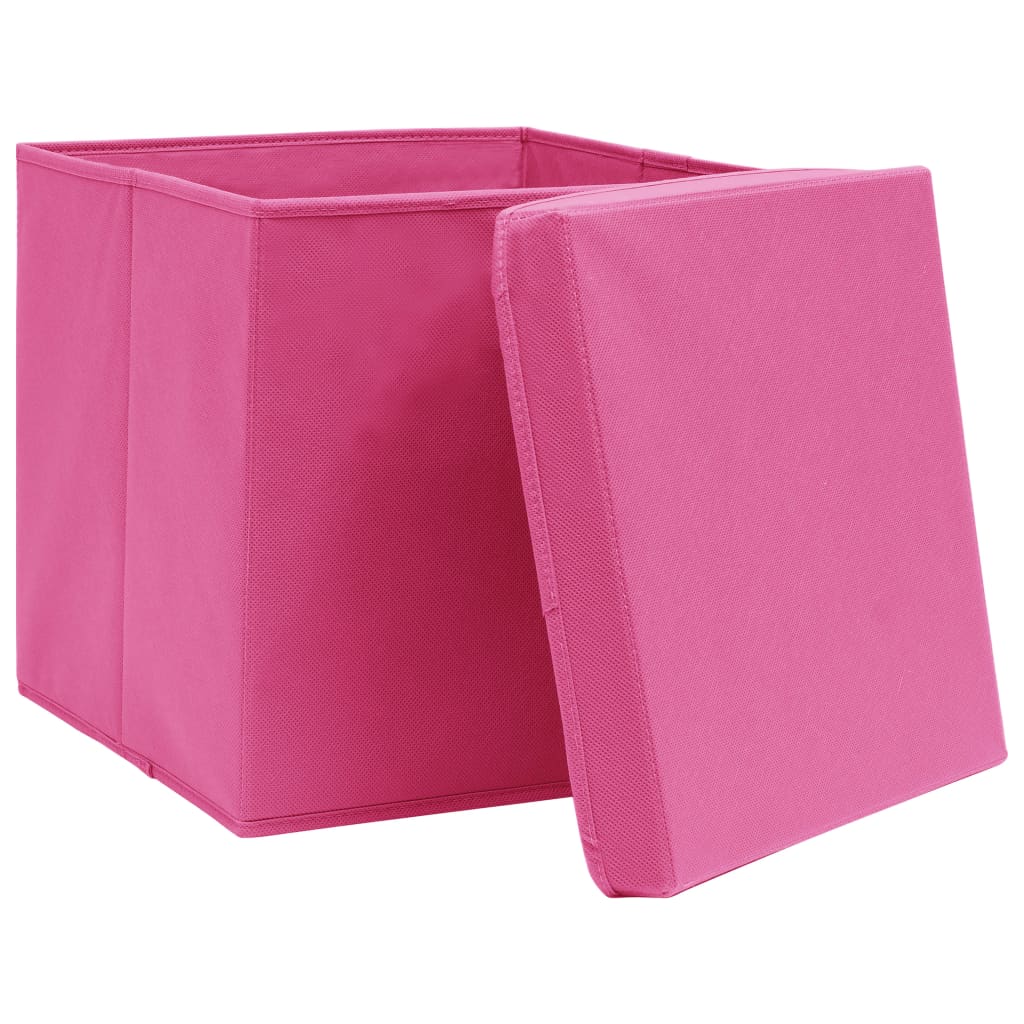 vidaXL Storage Boxes with Covers 4 pcs 28x28x28 cm Pink