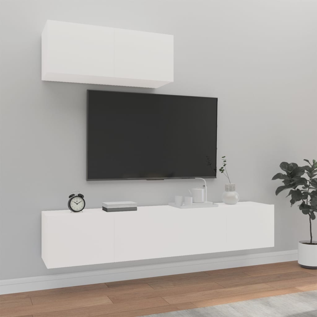 vidaXL 3 Piece TV Cabinet Set White Engineered Wood