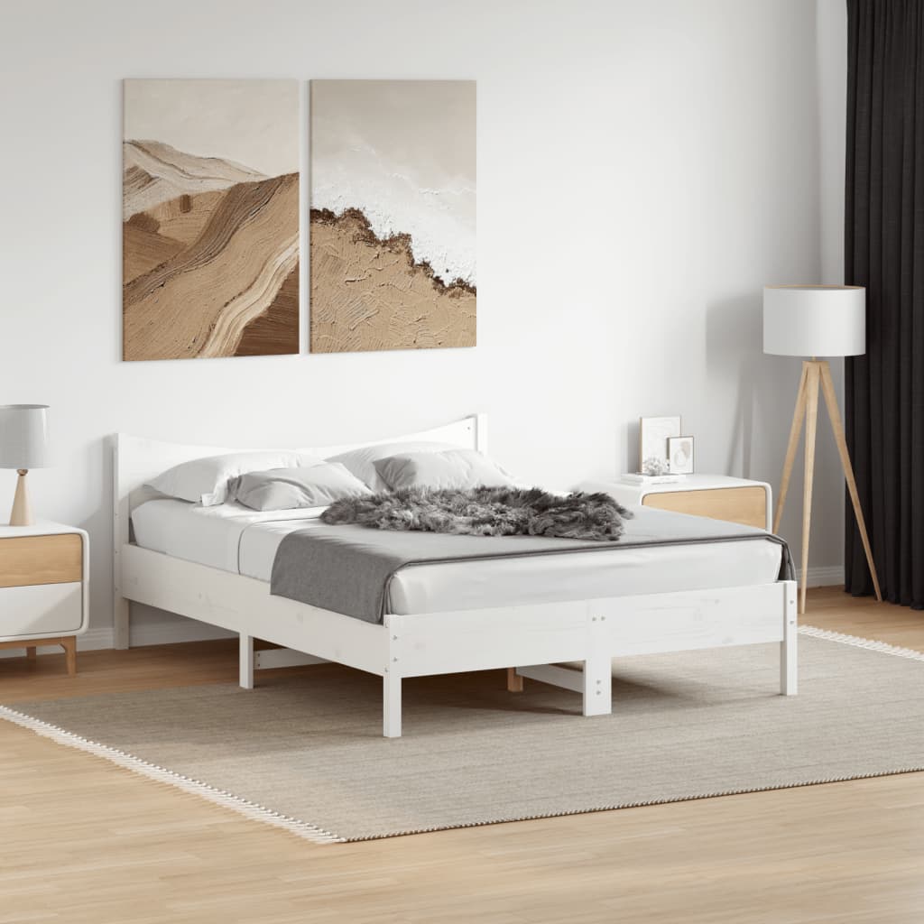 vidaXL Bed Frame White 140x200 cm Solid Wood Pine