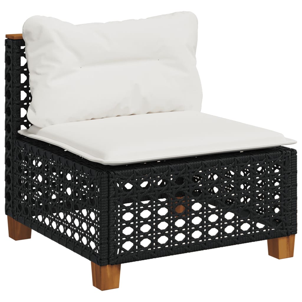 vidaXL 5 Piece Garden Sofa Set with Cushions Black Poly Rattan