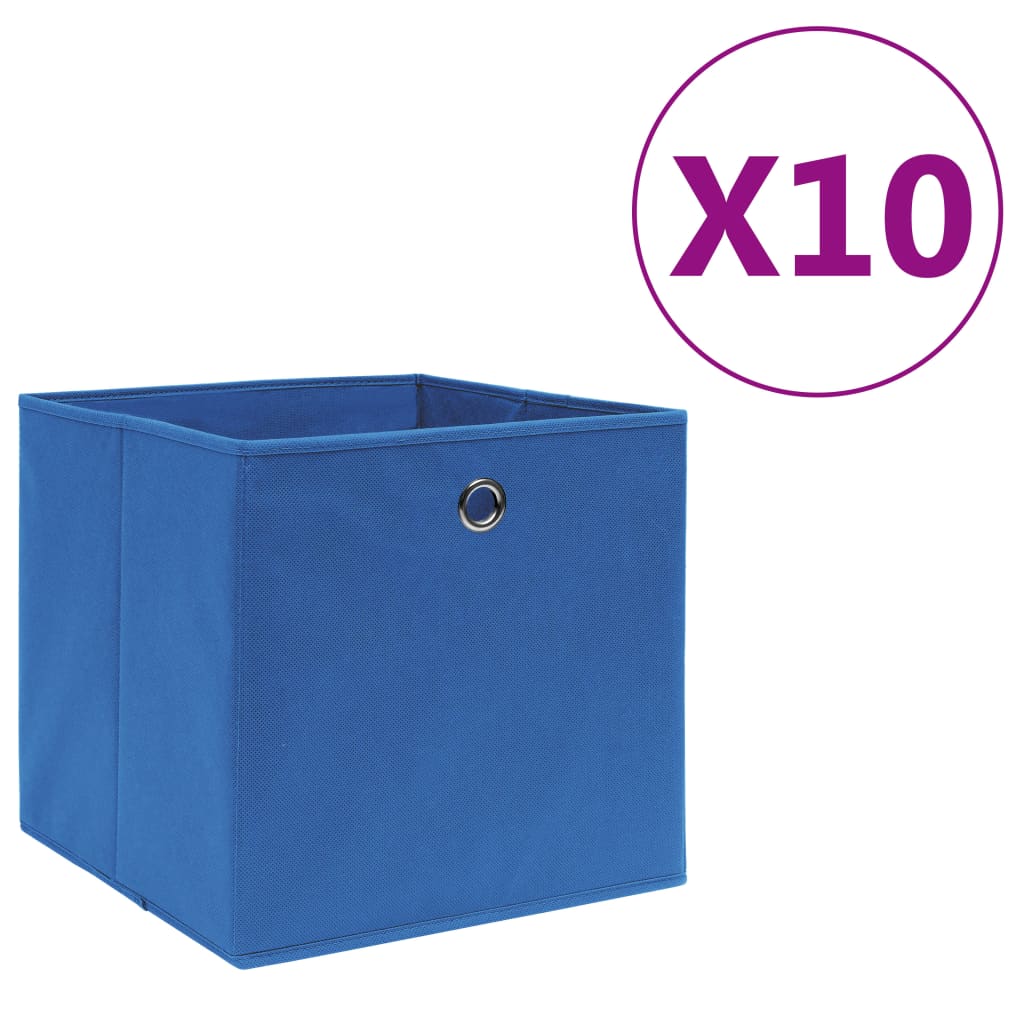 vidaXL Storage Boxes 10 pcs Non-woven Fabric 28x28x28 cm Blue