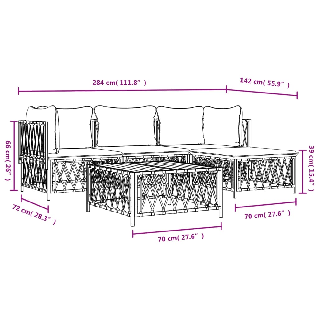 vidaXL 4 Piece Garden Lounge Set with Cushions Anthracite Steel