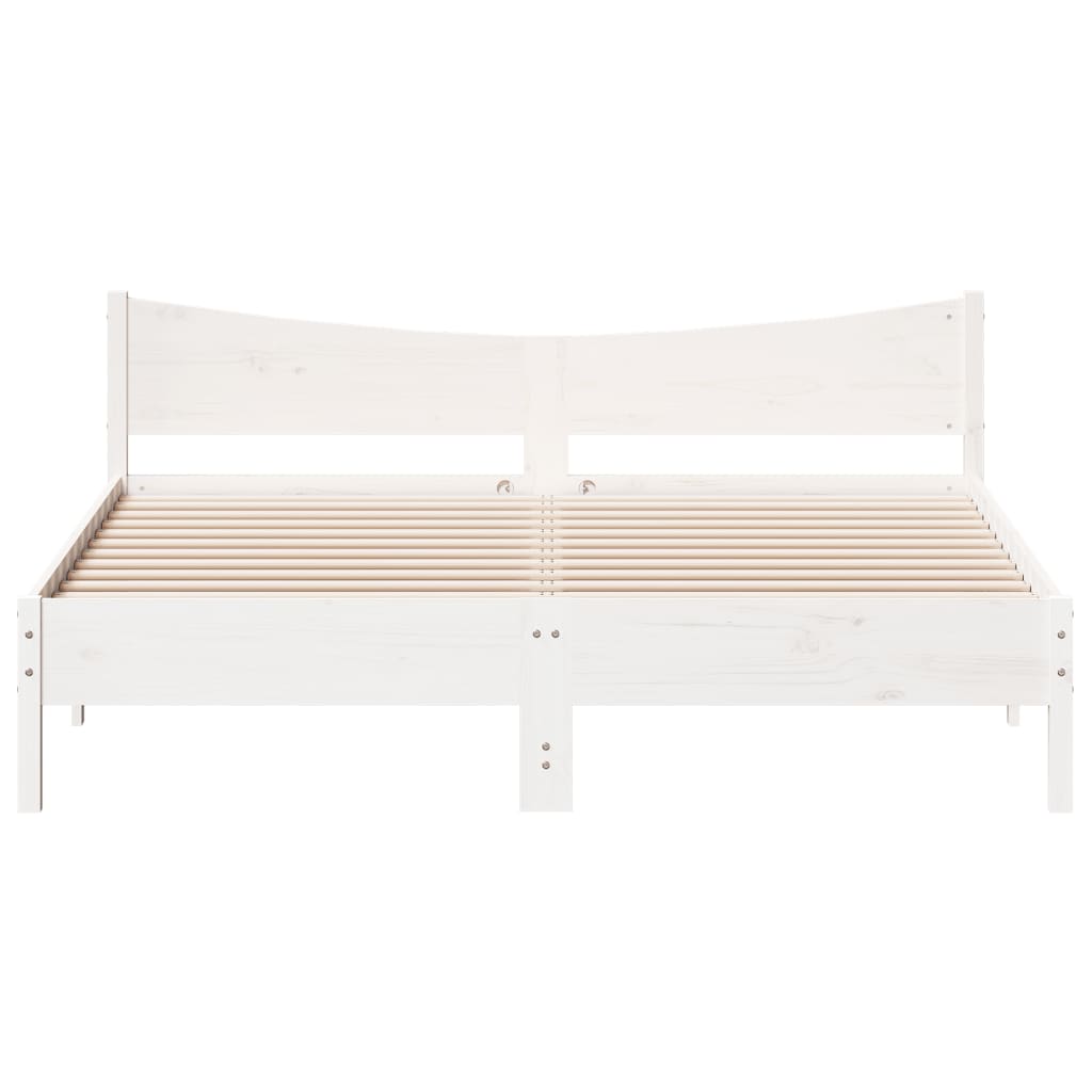 vidaXL Bed Frame with Headboard White 180x200 cm Super King Solid Wood Pine