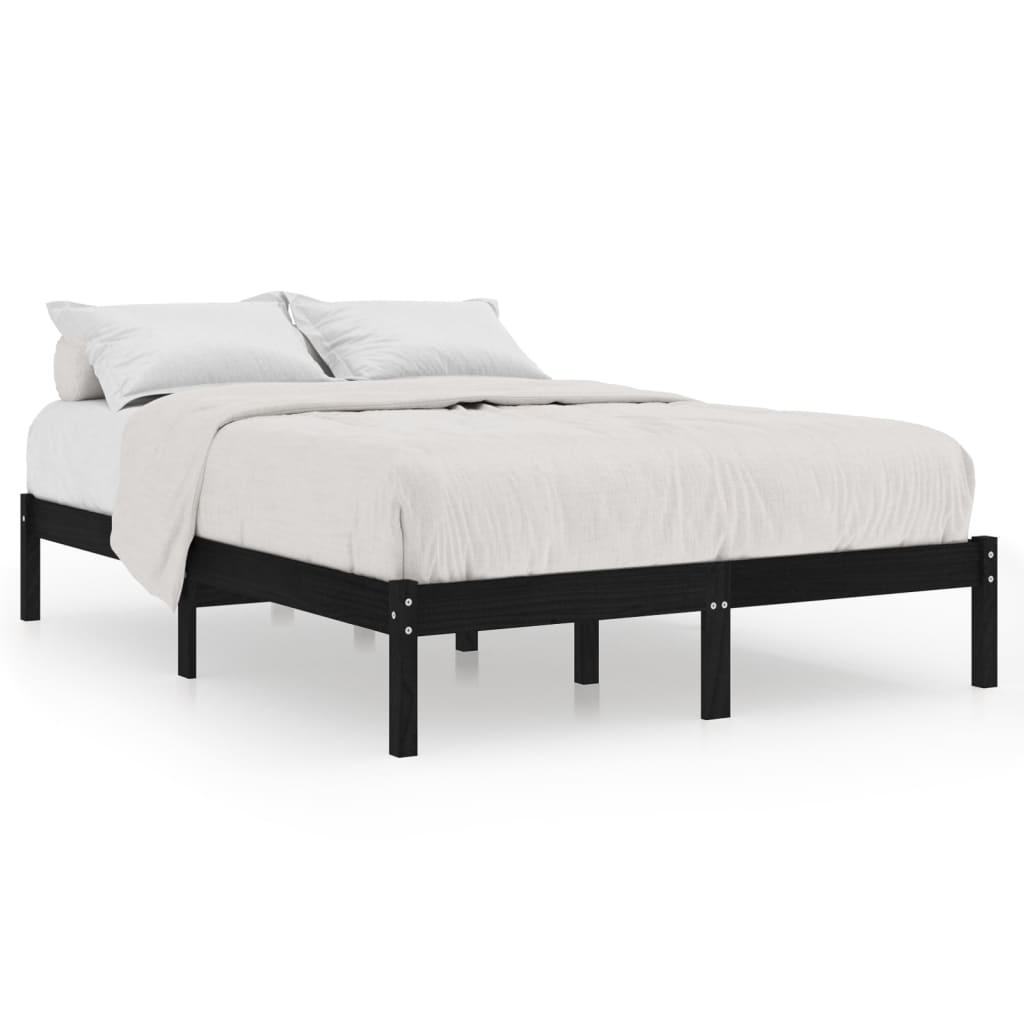 vidaXL Bed Frame without Mattress Black Solid Wood 160x200 cm