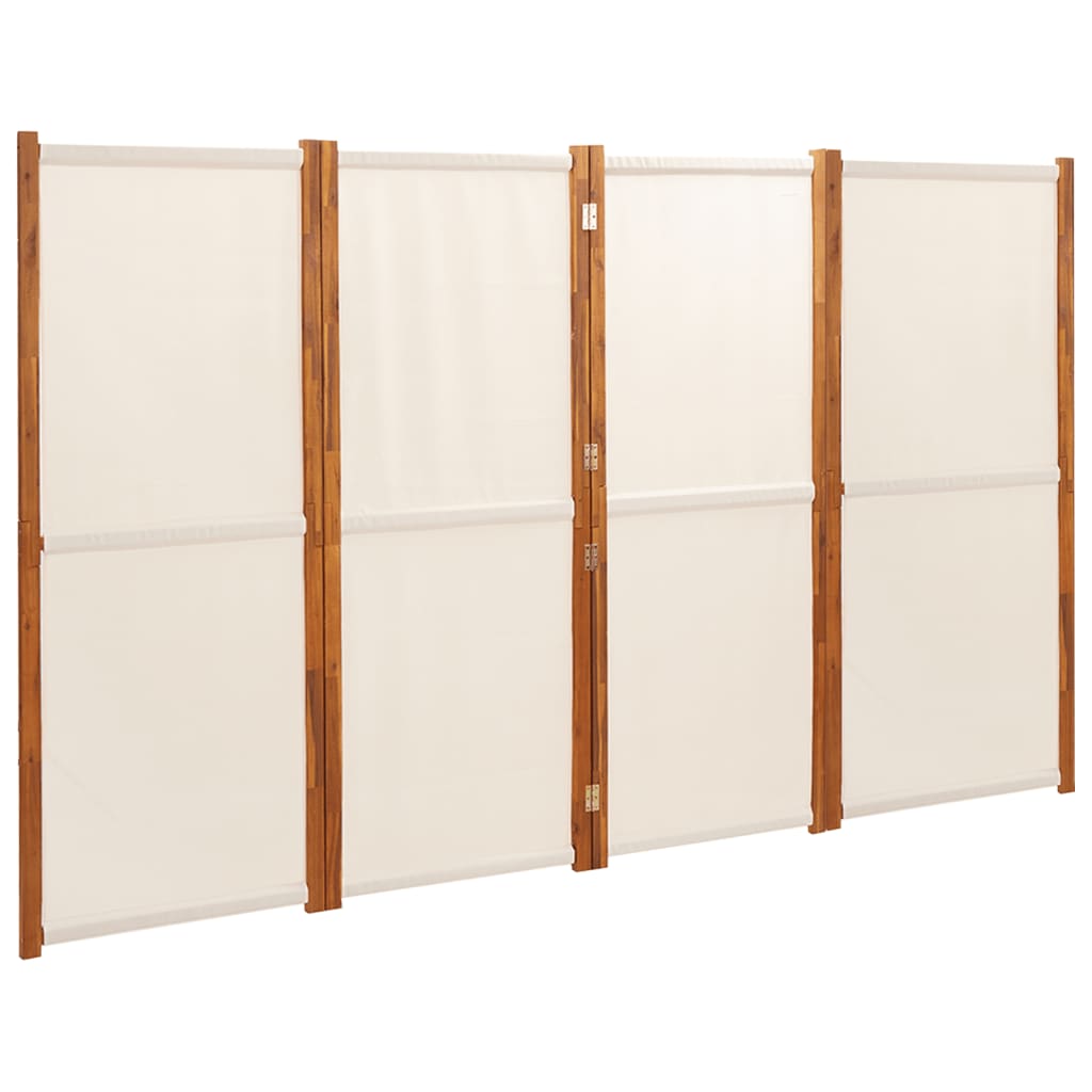 vidaXL 4-Panel Room Divider Cream White 280x180 cm