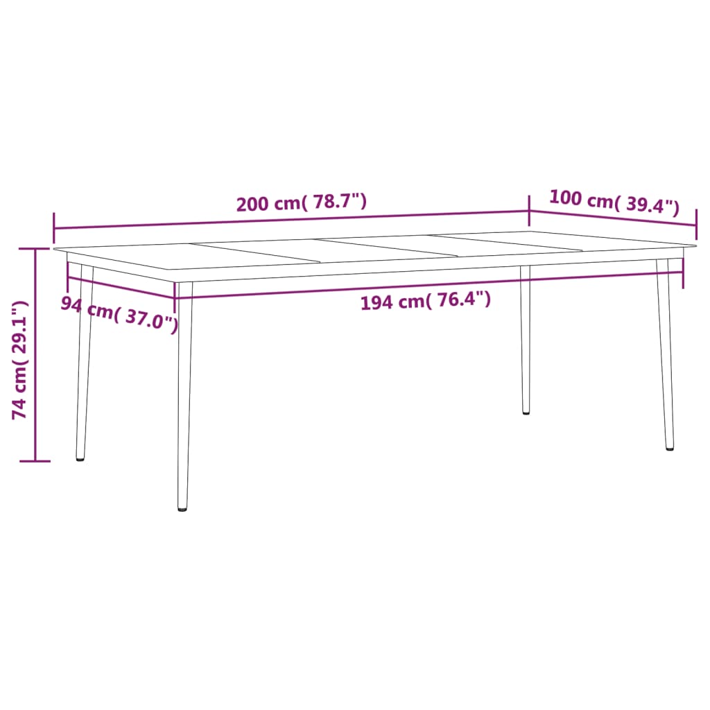 vidaXL 7 Piece Garden Dining Set Anthracite