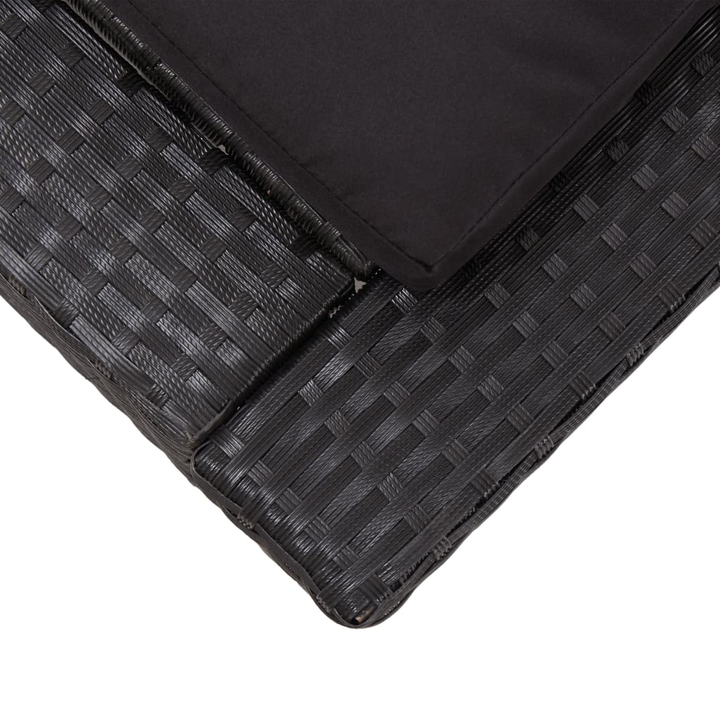 vidaXL Sunbed with Cushion Black Poly Rattan